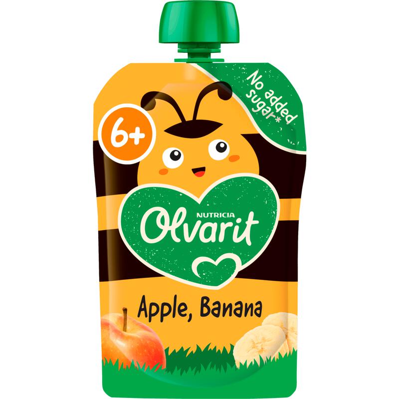 Olvarit Knijpfruit Appel Banaan 6+ Maanden 100 gram