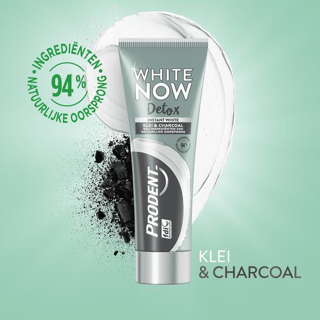 Prodent White Now Detox Klei & Charcoal Whitening Tandpasta 75 ML