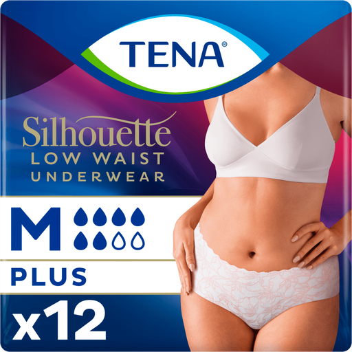 TENA Silhouette Plus Low Waist Wegwerpbroekjes Wit M 12 stuks
