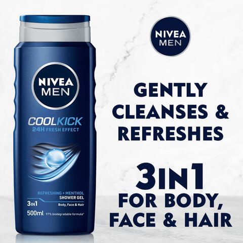 NIVEA MEN Cool Kick 3-in-1 Douchegel 500 ML