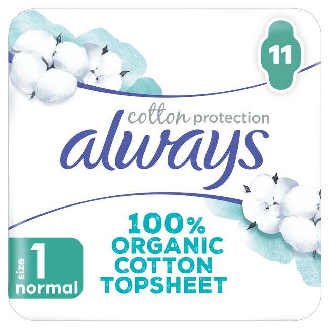 Always Cotton Protection Maandverband Normal Met Vleugels 11 Stuks