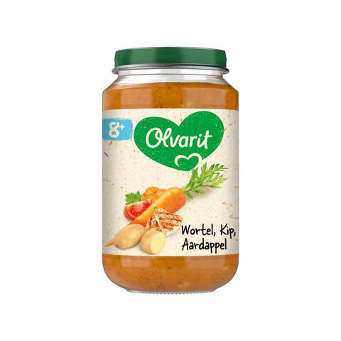 Olvarit Wortel Kip Aardappel Babyhapje 8+ maanden 200 GR