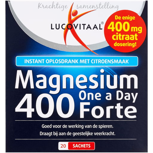Lucovitaal Magnesium One a Day 400 Forte Oplosdrank Citroen Poeder 20 sachets
