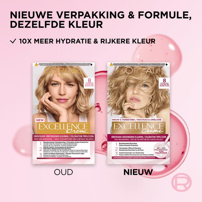 L'Oréal Paris Excellence Crème Verzorgende Crèmekleuring 8 Licht Blond
