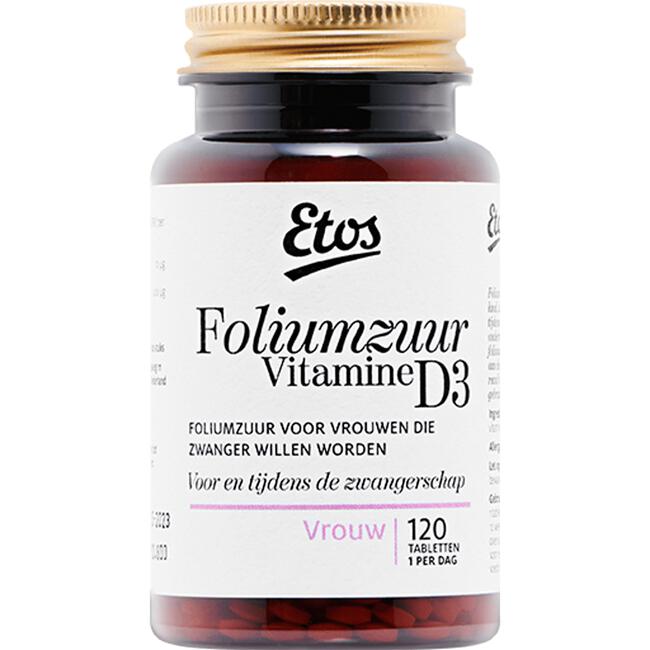 maak je geïrriteerd Beer streep Etos Foliumzuur & Vitamine D3 120 EA | Etos