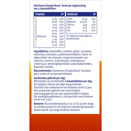 Davitamon Energie Boost Forte Kauwtabletten Bosvruchten 40 stuks