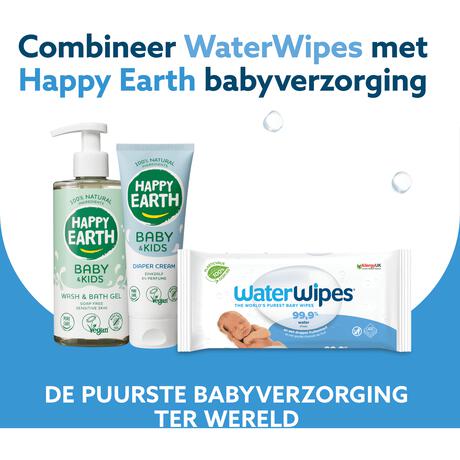 WaterWipes Billendoekjes Plasticvrij Gevoelige Huid Voordeeldoos 12x60 stuks