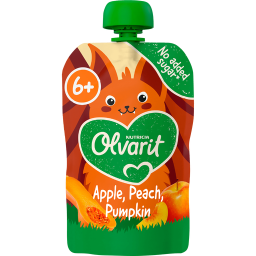 Olvarit Knijpfruit Appel Perzik Pompoen 6+ Maanden 100 gram