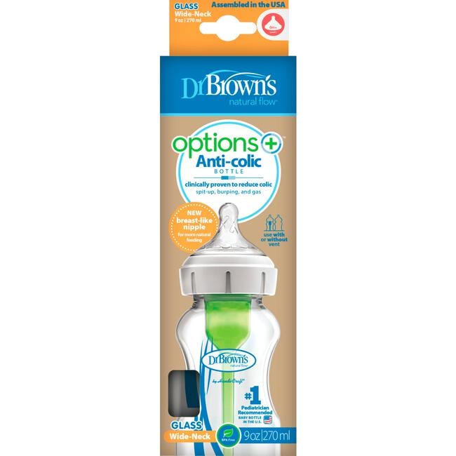 Dr Brown's Options+  Brede Halsfles Glas 270 ML
