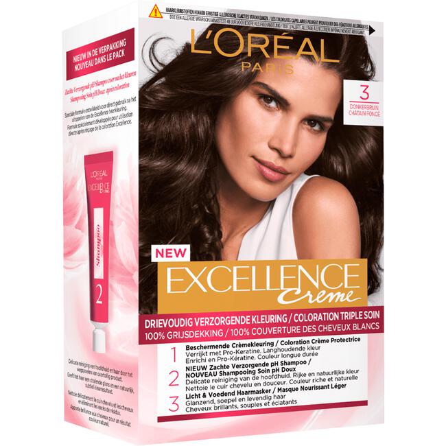 L'Oréal Paris Excellence Crème Verzorgende Crèmekleuring 3 Donkerbruin