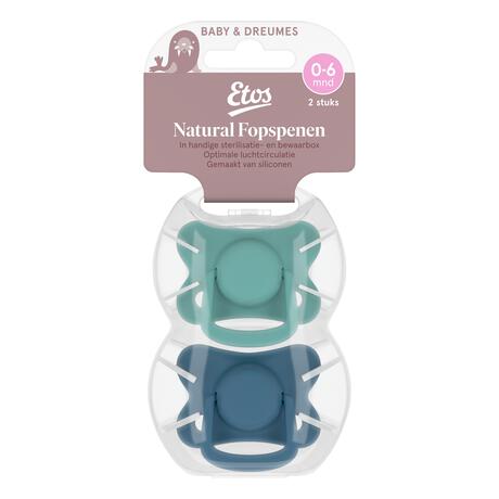 Etos Fopspeen 0-6 Maanden Groen/Blauw 2 stuks