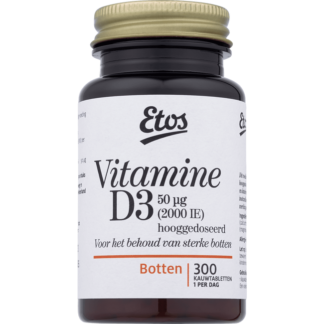 Etos Vitamine D3 50 ug Kauwtabletten 300 EA Etos