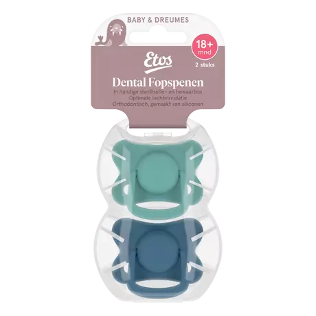 Etos Fopspeen 18+ Maanden Groen/Blauw 2 stuks