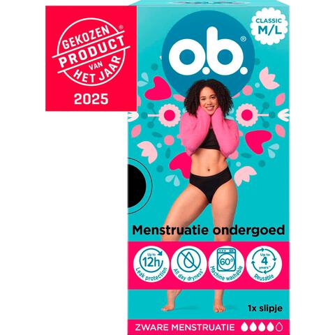 o.b.® Herbruikbaar Menstruatie Ondergoed Zwart M/L