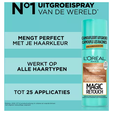 L'Oréal Paris Magic Retouch Camouflerende Uitgroeispray 5 Middenblond 75 ML