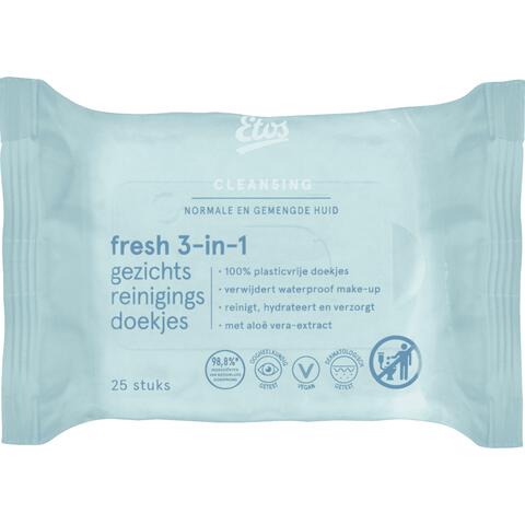 Etos Fresh 3-in 1 Face Cleansing Wipes 25 stuks
