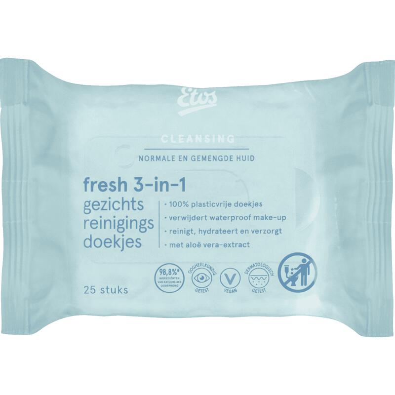 Etos Fresh 3-in-1 Face Cleansing Wipes 25 stuks