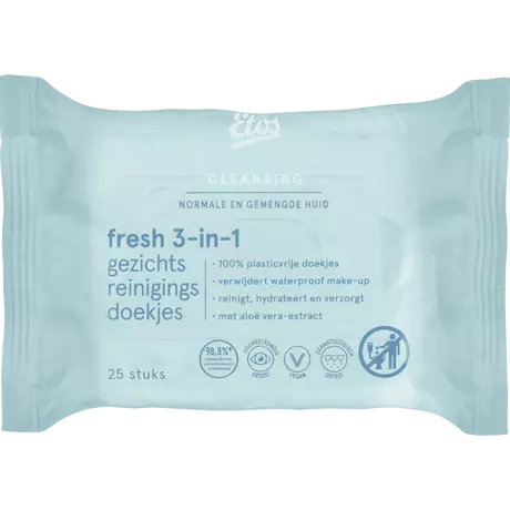 Etos Fresh 3-in-1 Face Cleansing Wipes 25 stuks
