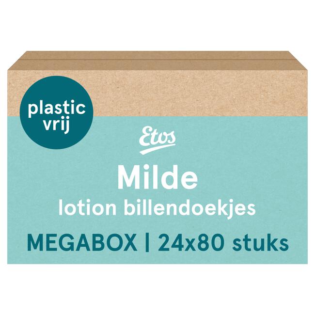 Etos Baby Lotion Billendoekjes Mild Plasticvrij Megabox 24x80 stuks