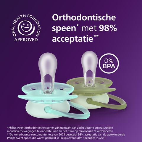 Philips Avent Fopspeen Ultra Soft Nighttime 0-6M SCF094/01 2 stuks