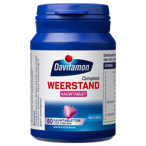 Davitamon Compleet Weerstand Met Vitamine C&D Multivitamine Bosvruchten 60 kauwtabl