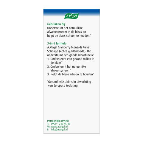 A.Vogel Cranberry Monarda Goed Voor De Blaasfunctie1* Tabletten 30 stuks