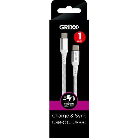 Grixx USB-C to USB-C 1M White