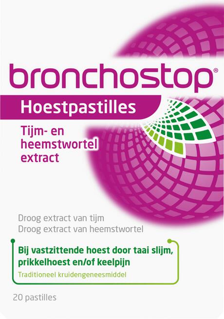 Bronchostop Hoestpastilles bij Vastzittende Hoest of Keelpijn 20 Stuks