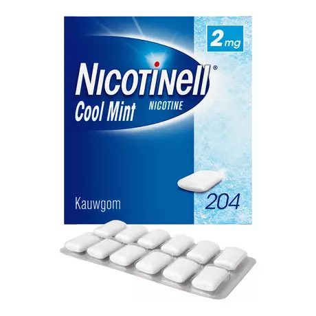 Nicotinell Kauwgom Cool Mint 2 MG Stoppen met Roken 204 stuks