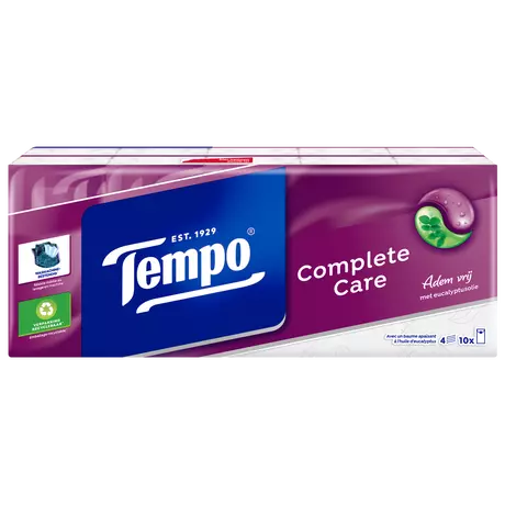 Tempo Complete Care 4-Laags Zakdoekjes 10x10 stuks
