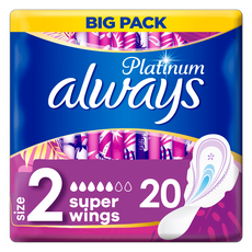 Always Platinum Long (Maat 2) Maandverband Met Vleugels x20