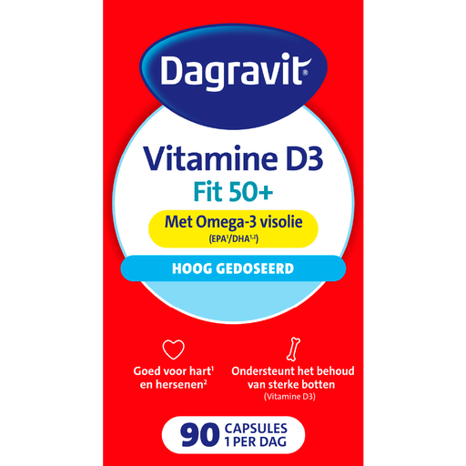 Dagravit Vitamine D3 Fit 50+ met Omega 3 en Visolie Capsules 90 stuks