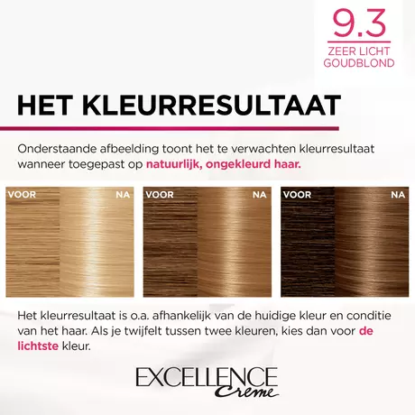 L'Oréal Paris Excellence Crème Verzorgend Kleuring 9.3 Zeer Licht Goud Blond