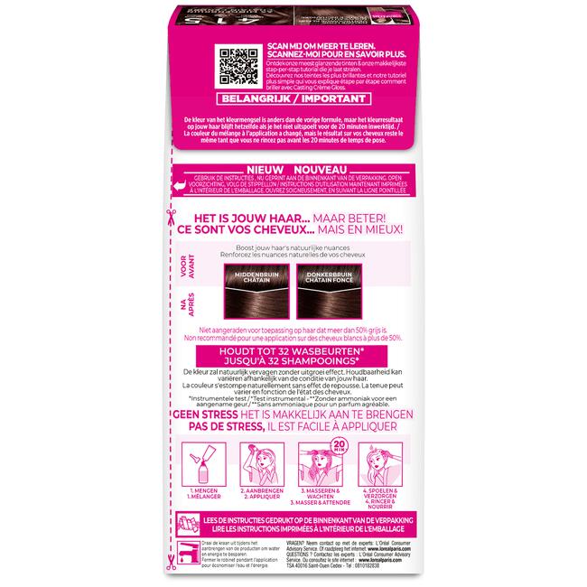 L'Oréal Paris Casting Crème Gloss Haarverf 415 Iced Chestnut Midden Kastanjebruin