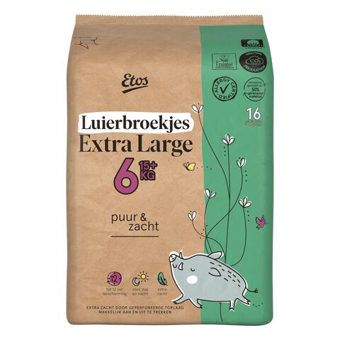 Etos Puur & Zacht Luierbroekjes Extra Large Maat 6 15+ kg 16 stuks