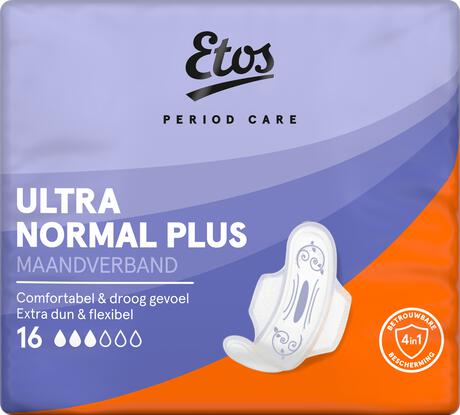 Etos Ultra Normal Plus Maandverband 16 stuks&nbsp;