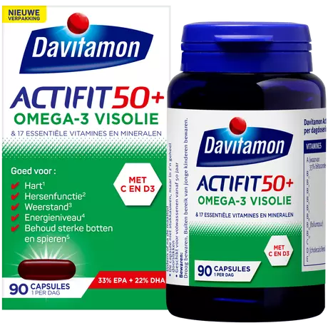 Davitamon Actifit 50+ Omega-3 Visolie Capsules 90 stuks