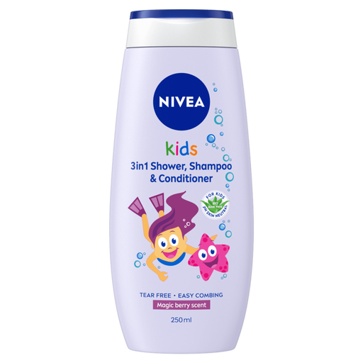 NIVEA Kids 3-in-1 Magic Berry Douche, Shampoo & Conditioner 250 ML