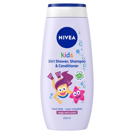 NIVEA Kids 3-in-1 Magic Berry Douche, Shampoo & Conditioner 250 ML