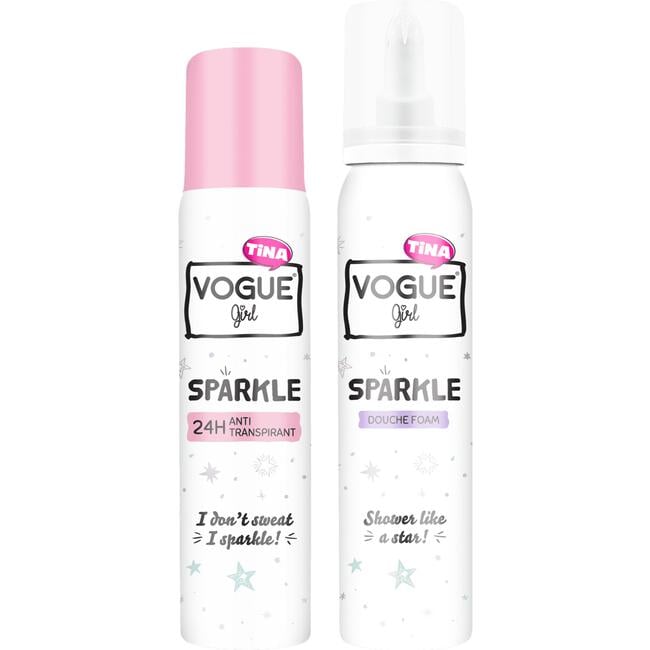VOGUE Girl Sparkle giftset Pailletten Anti-Transpirant 100ml Douche Foam 100ml