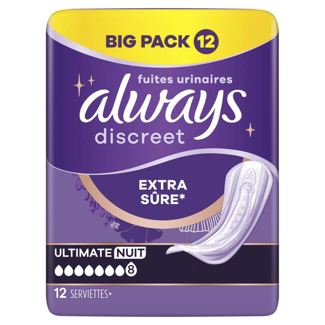 Always Discreet Incontinentieverband Ultimate Night 12 stuks