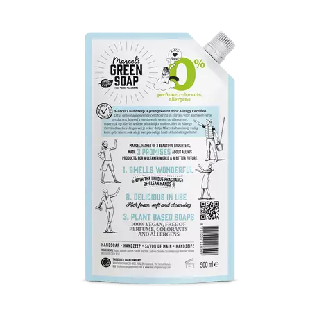 Marcel's Green Soap 0% Parfumvrij Handzeep Navulzak 500 ML