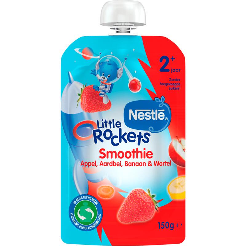 Nestlé Little Rockets Smoothie Aardbei Appel Banaan Wortel 2+ Jaar 150 gram