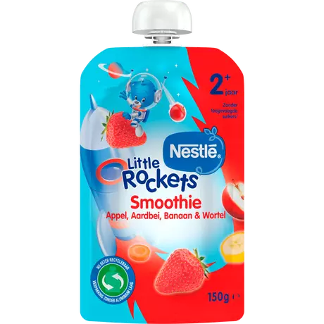 Nestlé Little Rockets Smoothie Aardbei Appel Banaan Wortel  2+ Jaar 150 gram