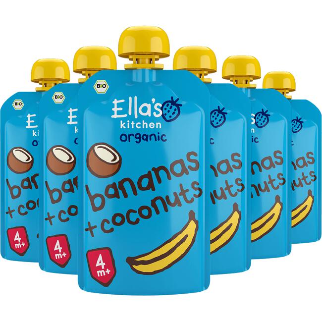Ella's Kitchen Bananen Kokos Biologisch Knijpfruit 4+ Maanden 120 GR Multipacks 6 stuks
