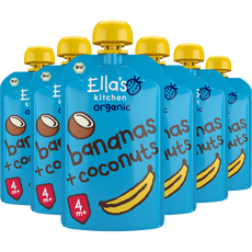 Ella's Kitchen Bananen Kokos Biologisch Knijpfruit 4+ Maanden 120 GR Multipacks 6 stuks