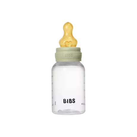 BIBS Babyfles Slow Flow Latex Sage incl. opvouwbaar trechtertje 150 ML