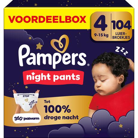 Pampers Baby Dry Night Pants Voordeelbox Luierbroekjes Maat 4 9-15 KG 104 stuks