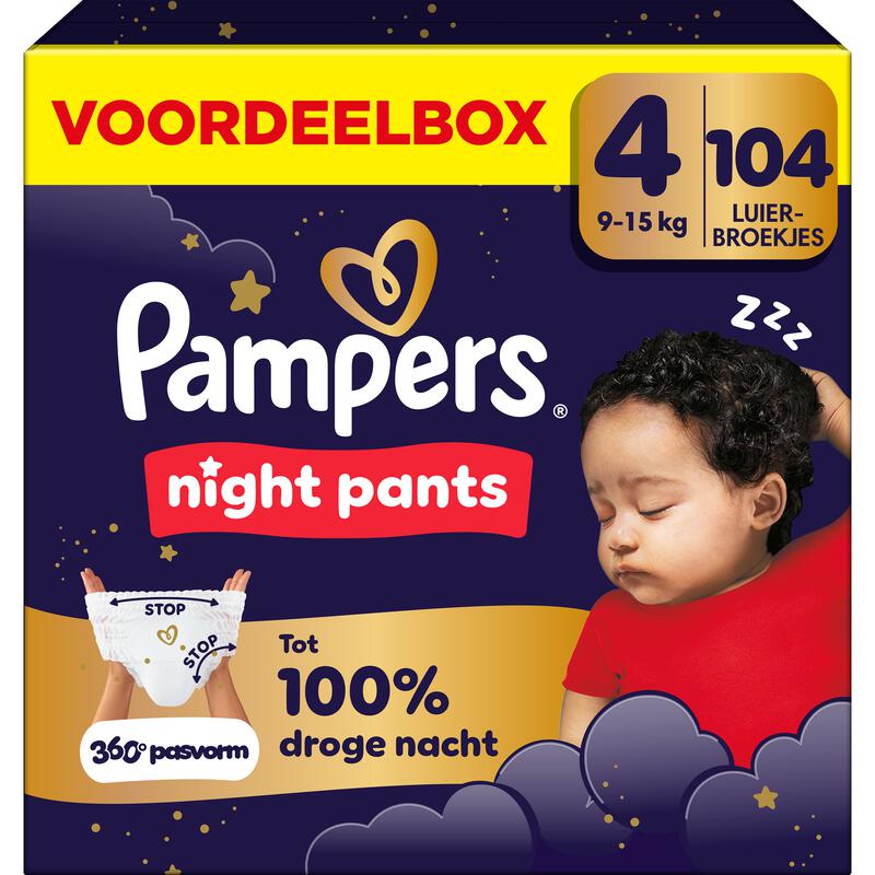 Pampers Baby Dry Night Pants Voordeelbox Luierbroekjes Maat 4 9-15 kg 104 stuks