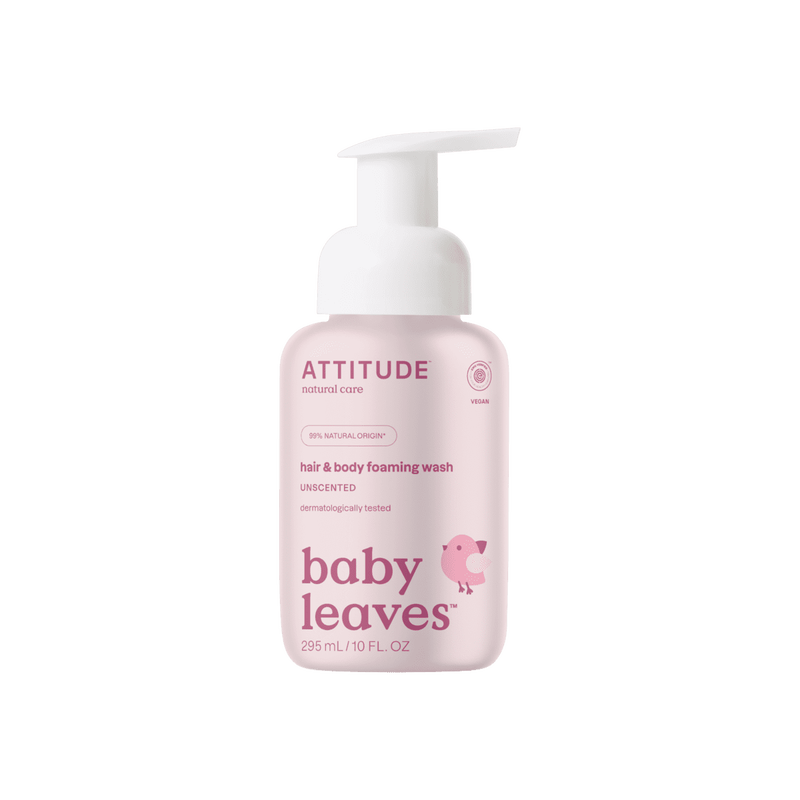 ATTITUDE Baby Leaves 2-in-1 Unscented Haar & Body Foaming Zeep 295 ML
